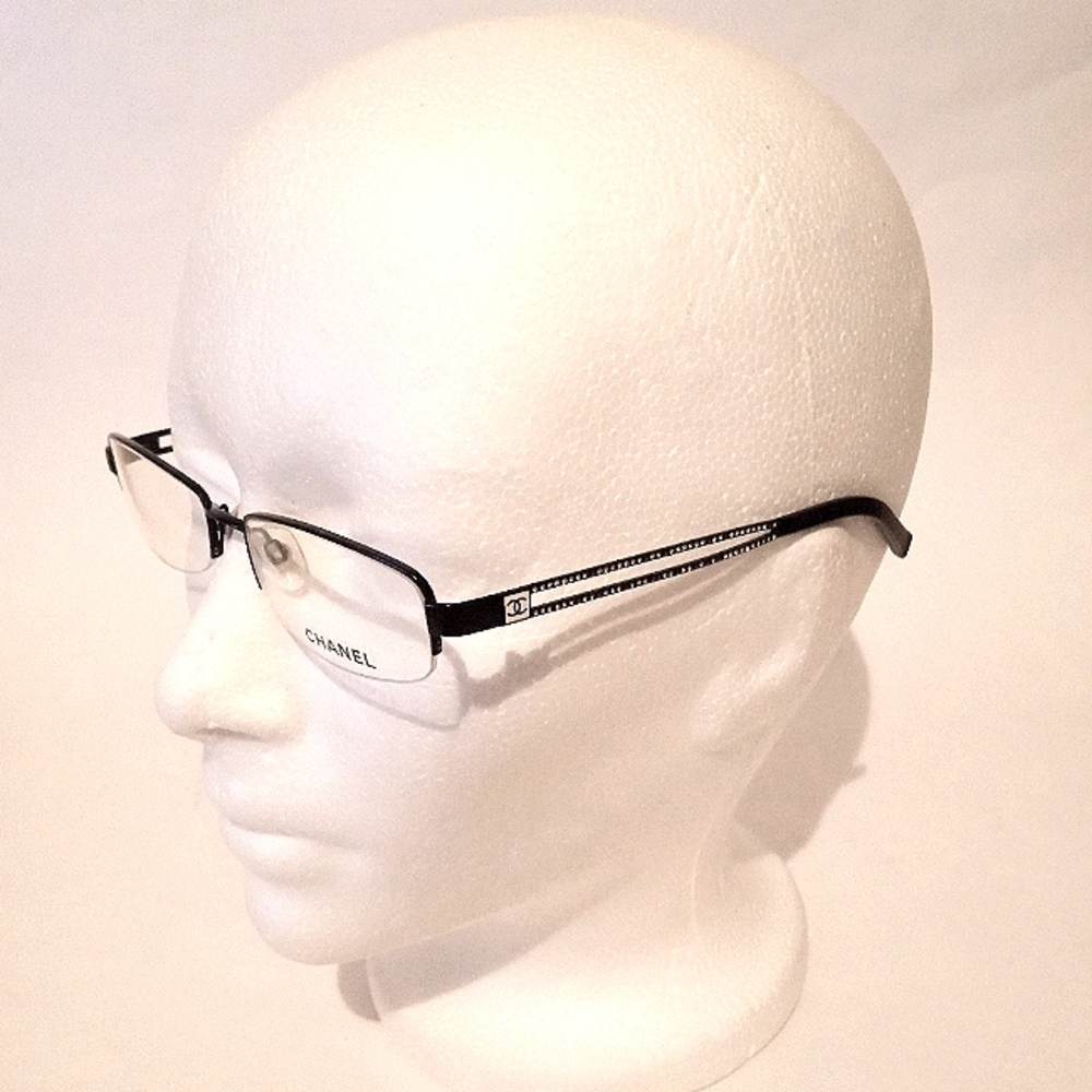 NEW Vintage CHANEL 2090-B C.101 Women's Black Wire Half Rim Frame Eyeglasses
